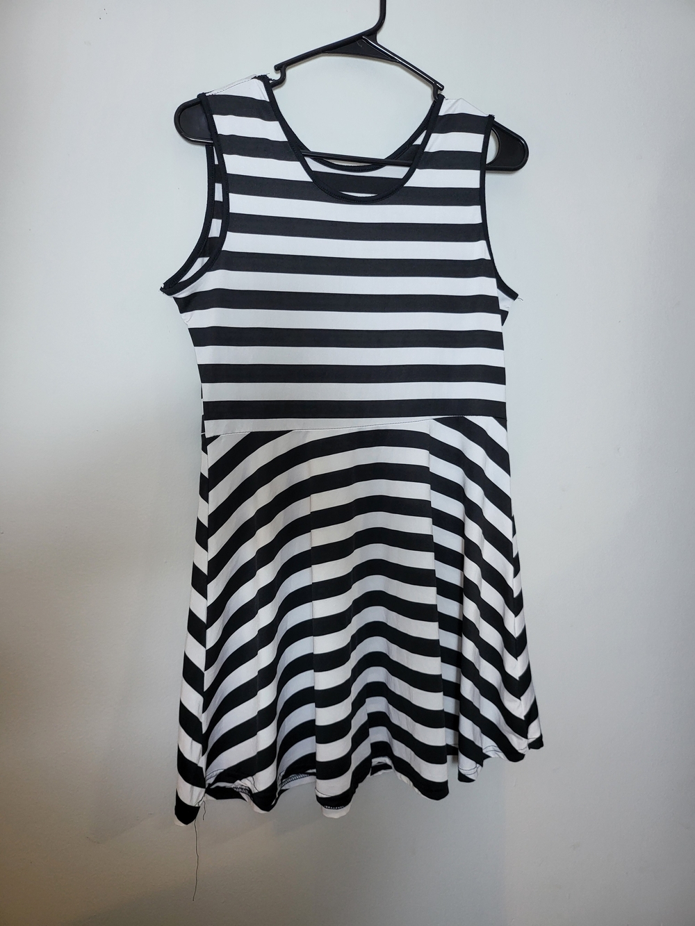 Girls' Black and White Striped Sleeveless Dress